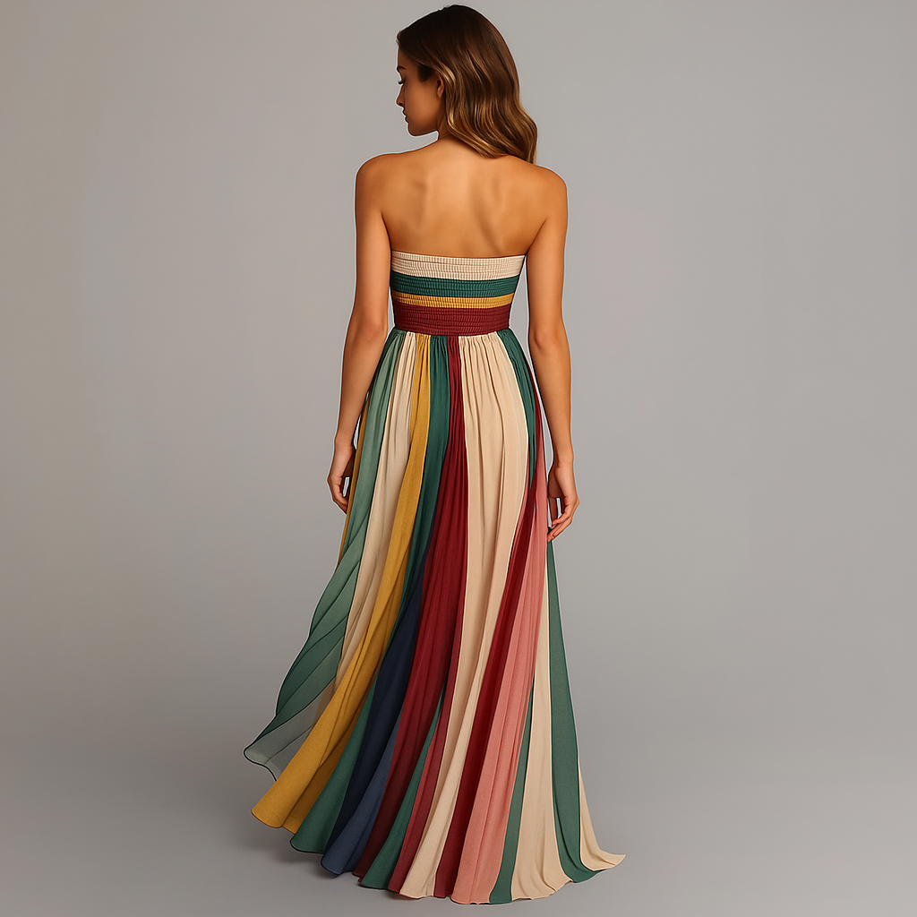 Friedrike | Women’s Elegant Colorful Pleated Maxi Dress