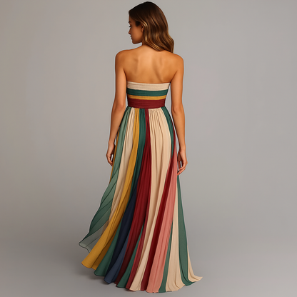 Friedrike | Women’s Elegant Colorful Pleated Maxi Dress
