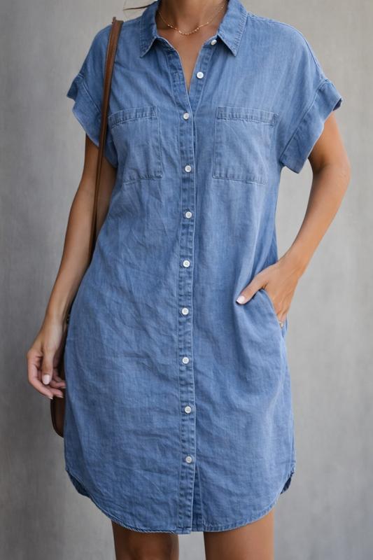 Theresa | Women's Casual Short-Sleeve Shirt Dress