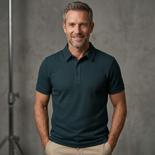 Rez | Men's Slim Fit Shortsleeve Poloshirt With Ribbed Texture