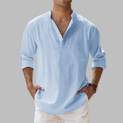 Lucas | Men's Summer Longsleeve Linen Henley Shirt