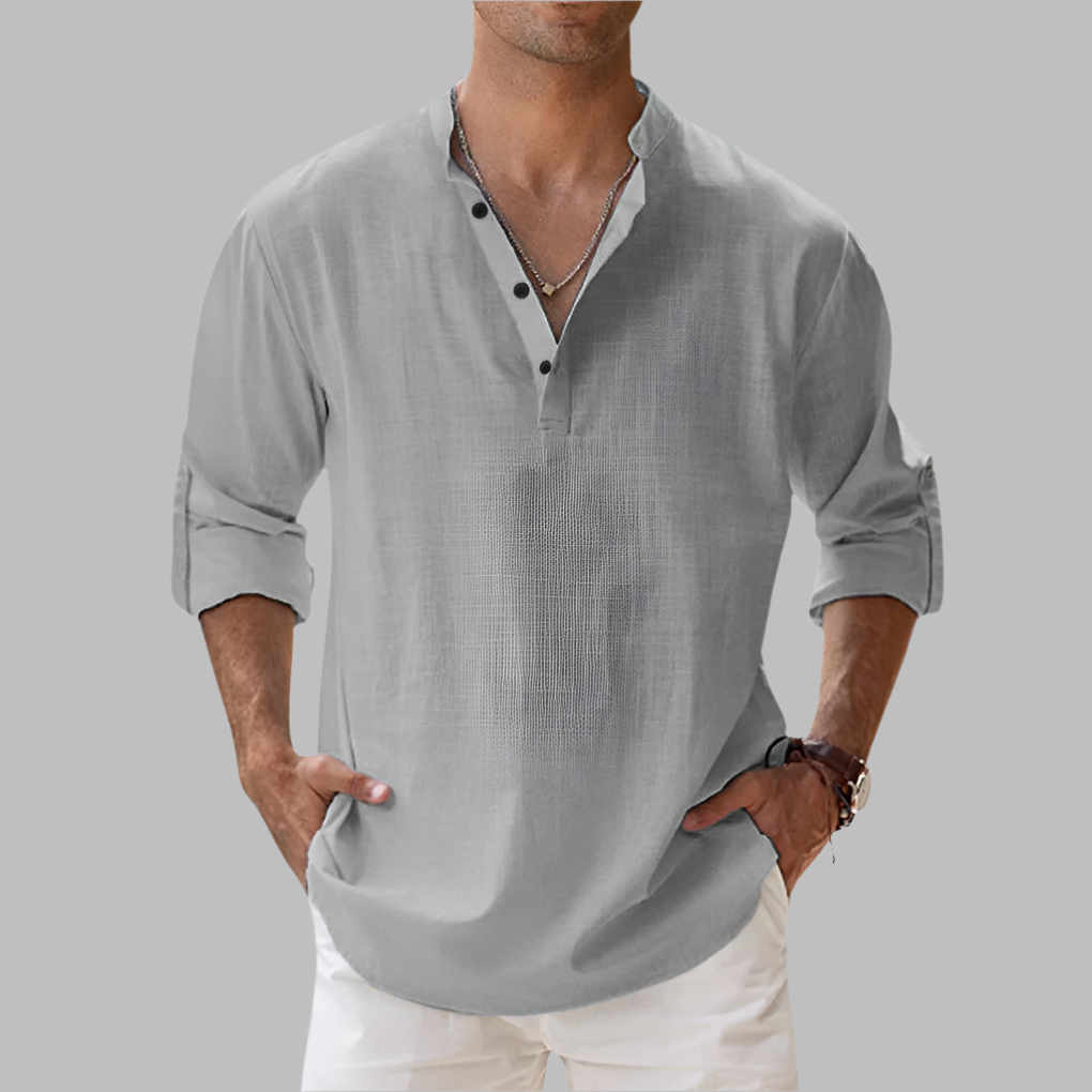 Lucas | Men's Summer Longsleeve Linen Henley Shirt