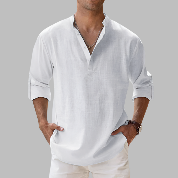 Lucas | Men's Summer Longsleeve Linen Henley Shirt