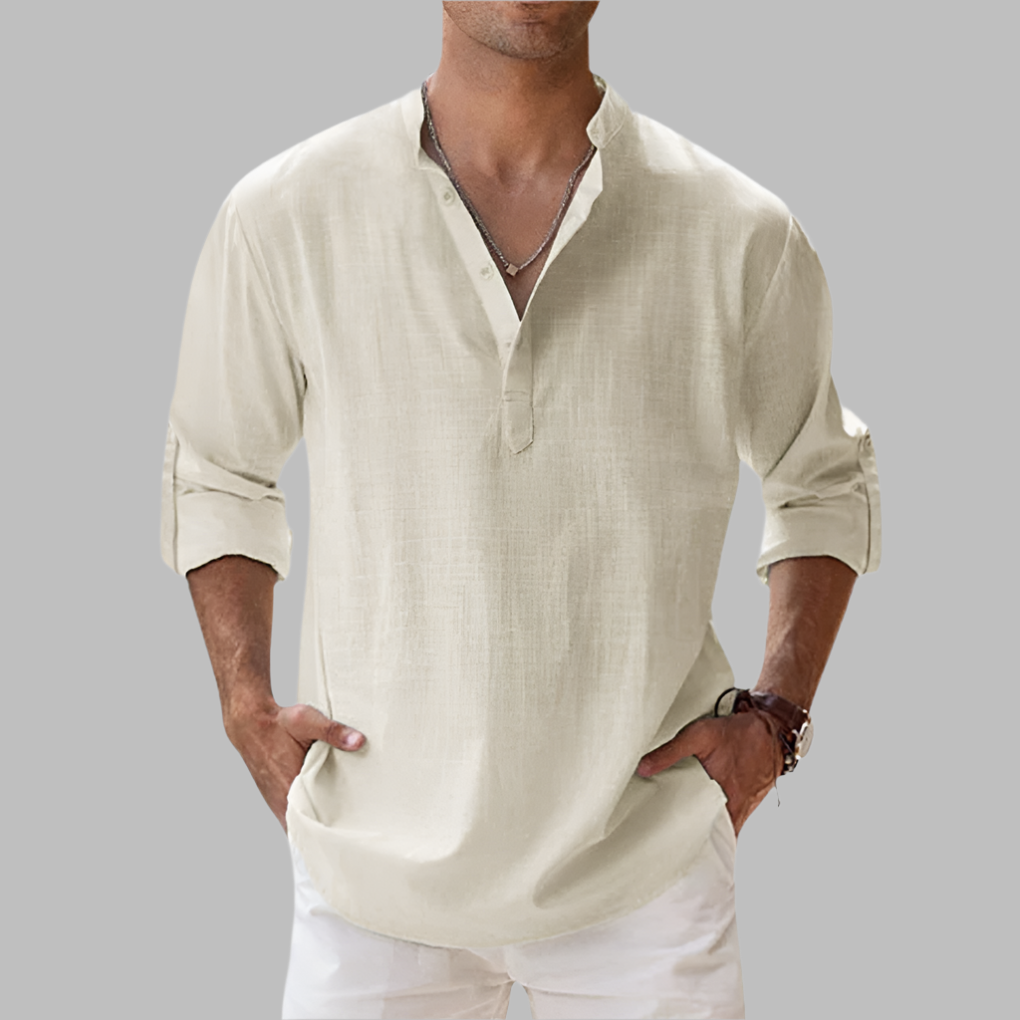 Lucas | Men's Summer Longsleeve Linen Henley Shirt