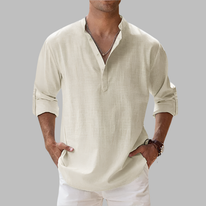 Lucas | Men's Summer Longsleeve Linen Henley Shirt