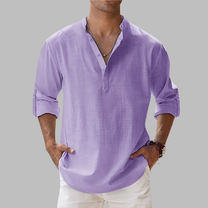 Lucas | Men's Summer Longsleeve Linen Henley Shirt