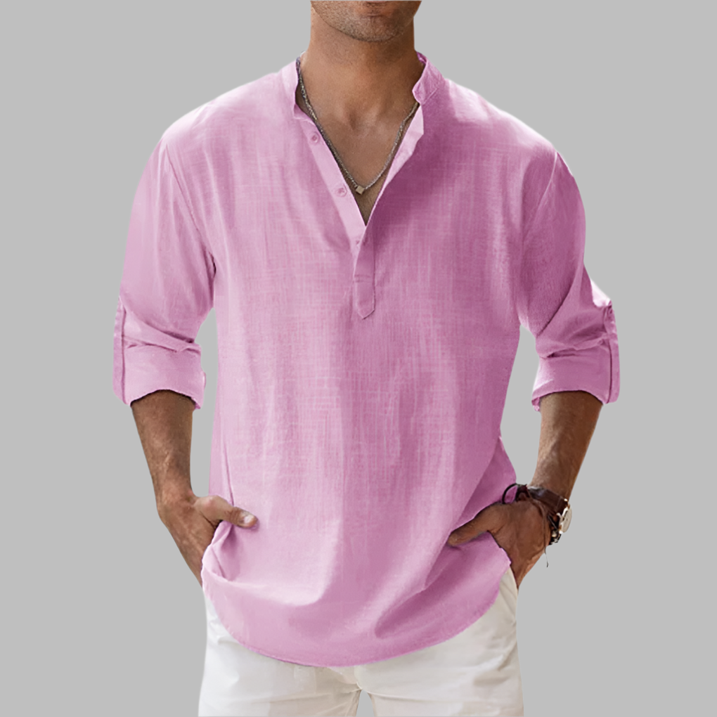 Lucas | Men's Summer Longsleeve Linen Henley Shirt