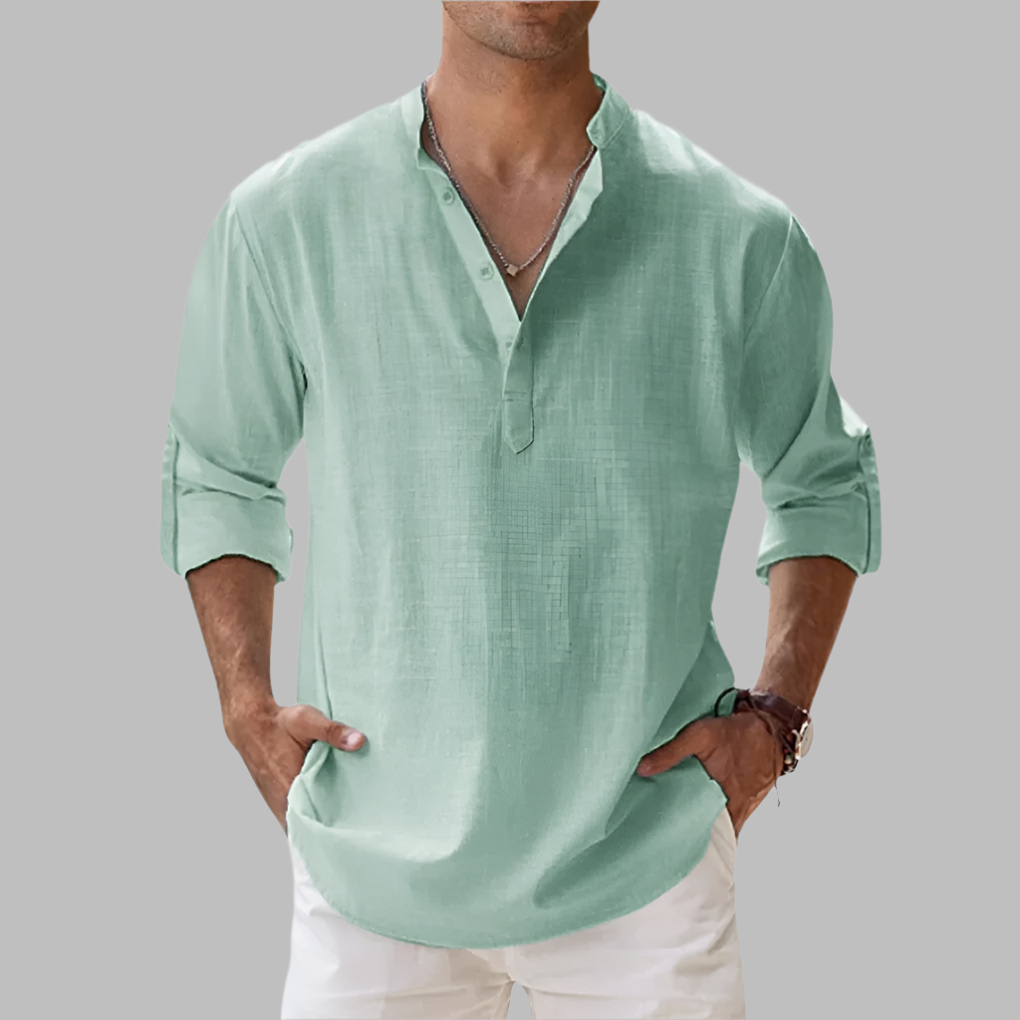 Lucas | Men's Summer Longsleeve Linen Henley Shirt