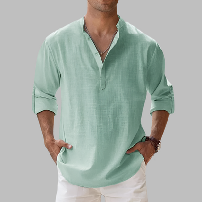 Lucas | Men's Summer Longsleeve Linen Henley Shirt