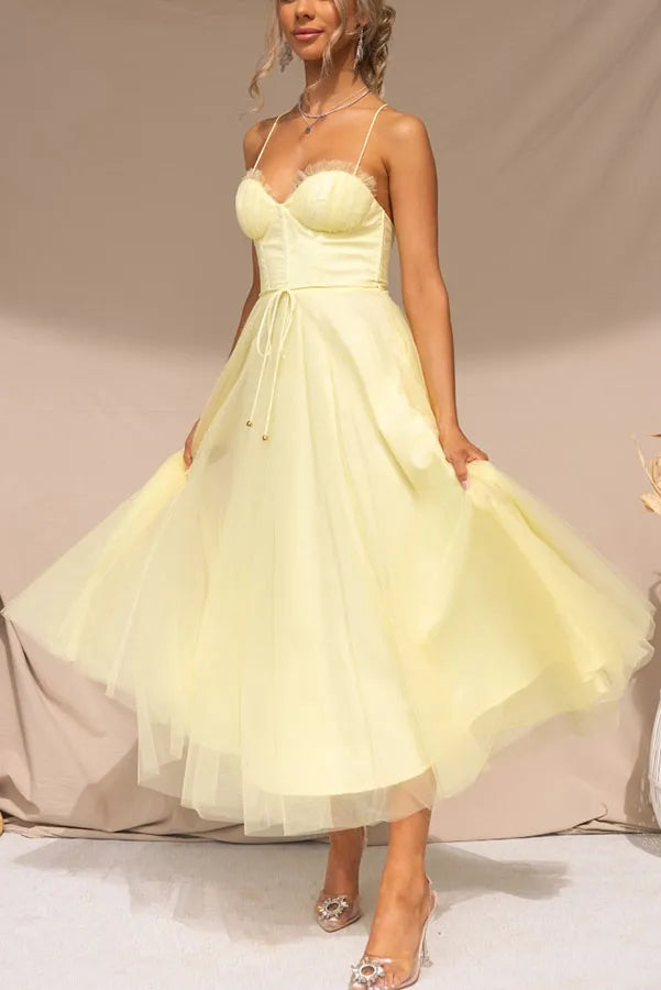 Molly | Women's Elegant Spaghetti Strap Midi Dress