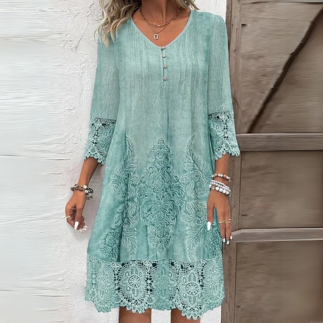 Berenike | Women's Elegant Long Sleeve Boho Midi Dress