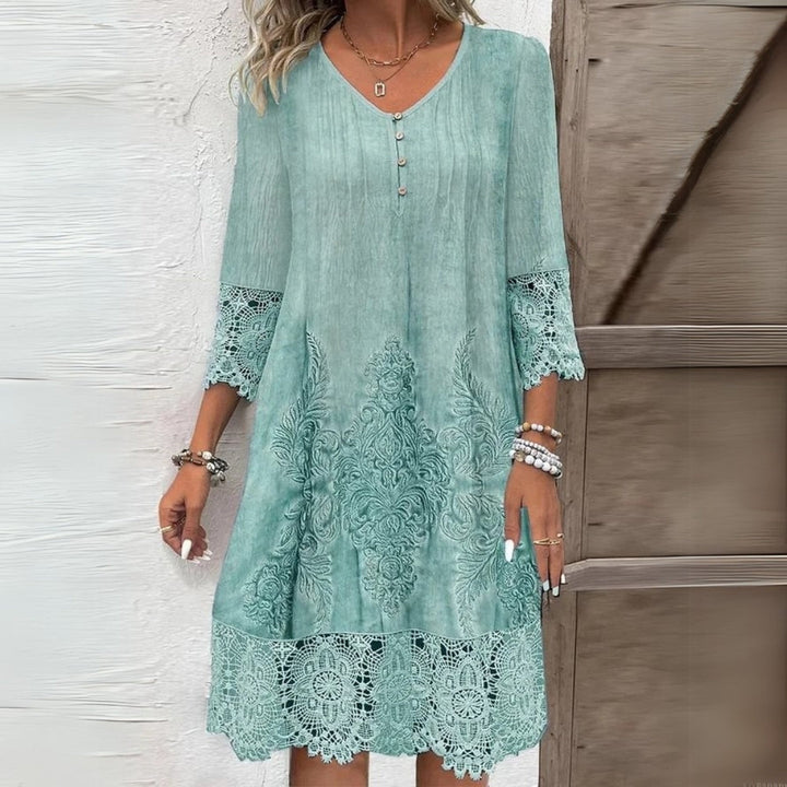 Berenike | Women's Elegant Long Sleeve Boho Midi Dress