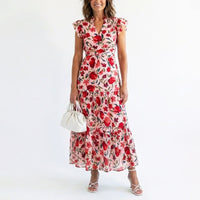 Natasha | Women's Floral V-Neck Ruffle Sleeve Dress