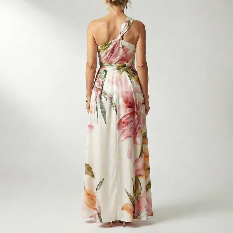 Fiona | Women's Printed Halter Neck Evening Maxi Dress