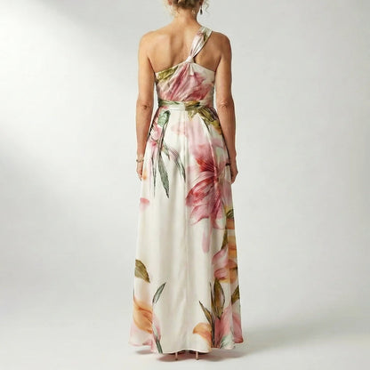 Fiona | Women's Printed Halter Neck Evening Maxi Dress