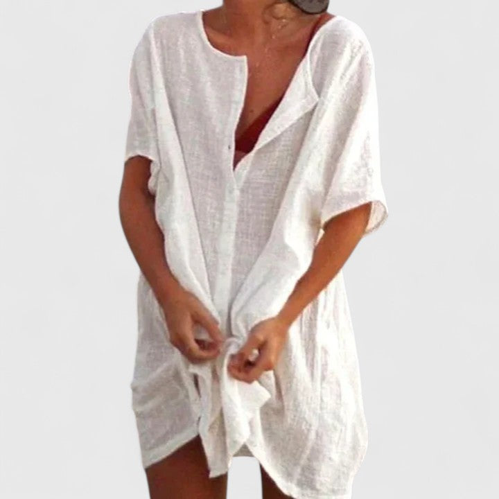 Norina | Women’s Summer Tunik Dress with Buttons