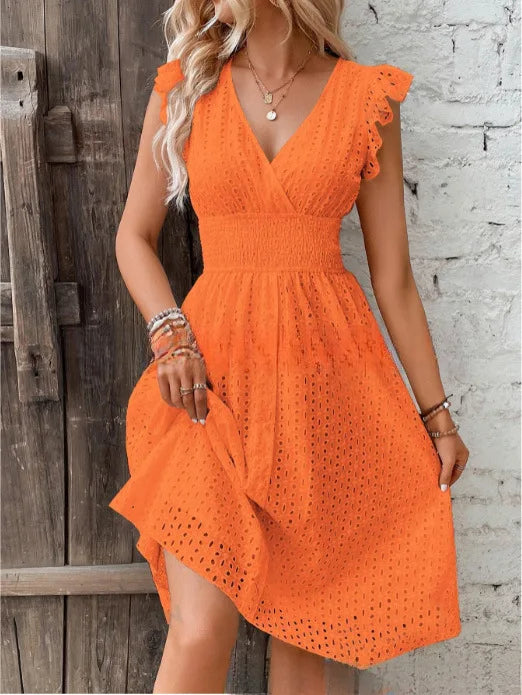 Inga | Women's Elegant A-line Ruffle Sleeve Dress