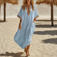 Samantha | Women's Relaxed V-Neck Maxi Kaftan Dress