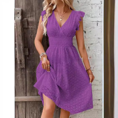 Inga | Women's Elegant A-line Ruffle Sleeve Dress