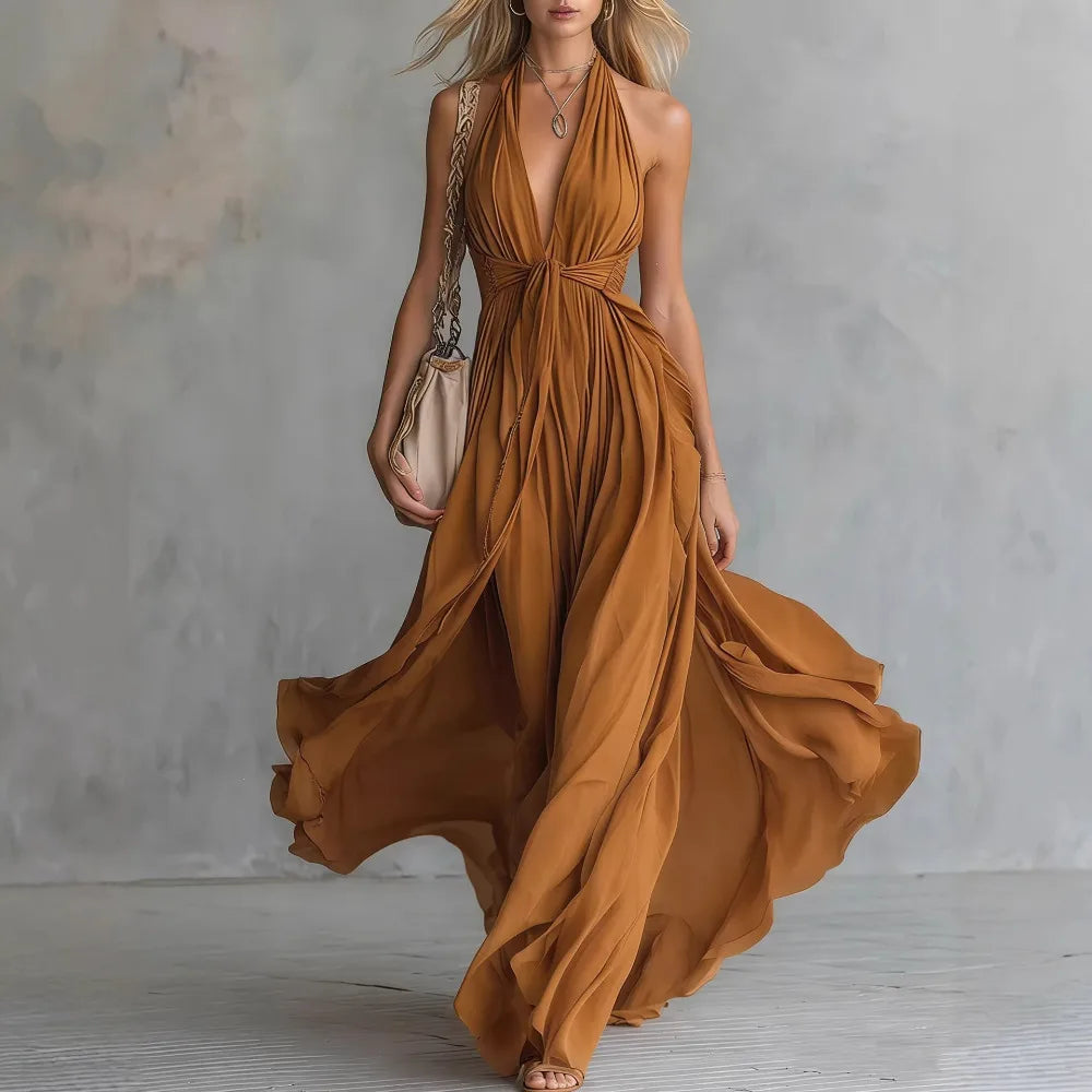 Elin | Women's Elegant Halterneck Maxi Dress
