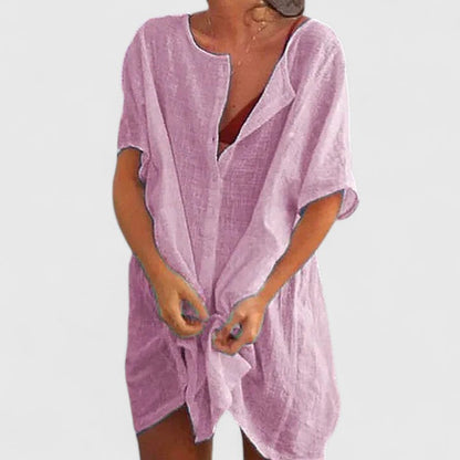 Norina | Women’s Summer Tunik Dress with Buttons