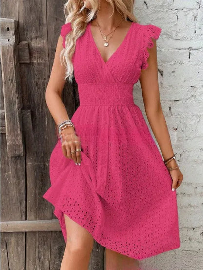 Inga | Women's Elegant A-line Ruffle Sleeve Dress