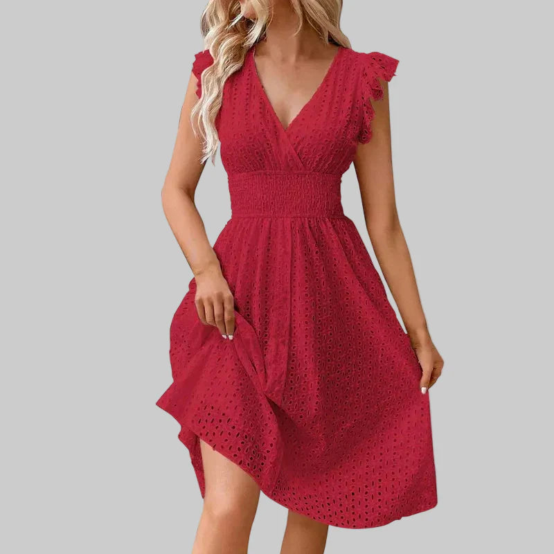 Inga | Women's Elegant A-line Ruffle Sleeve Dress