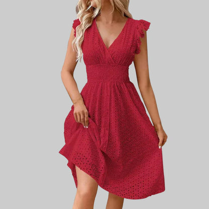 Inga | Women's Elegant A-line Ruffle Sleeve Dress
