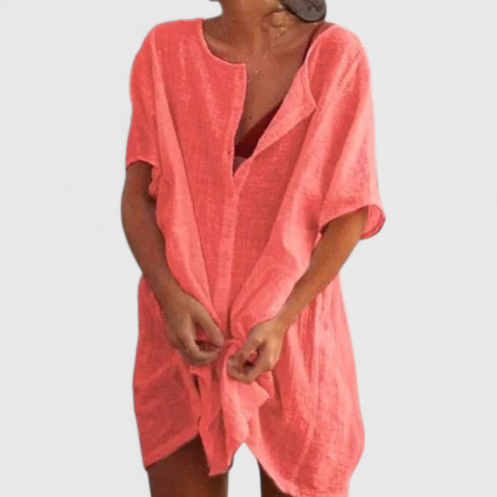 Norina | Women’s Summer Tunik Dress with Buttons