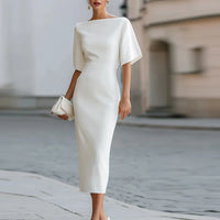 Fiona | Women's Formal Round Neck Midi Dress