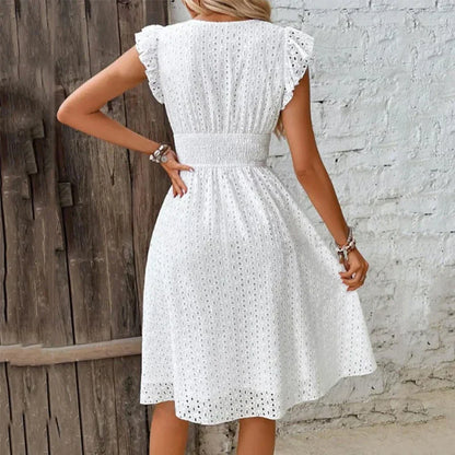 Inga | Women's Elegant A-line Ruffle Sleeve Dress