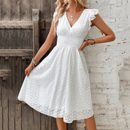 Inga | Women's Elegant A-line Ruffle Sleeve Dress