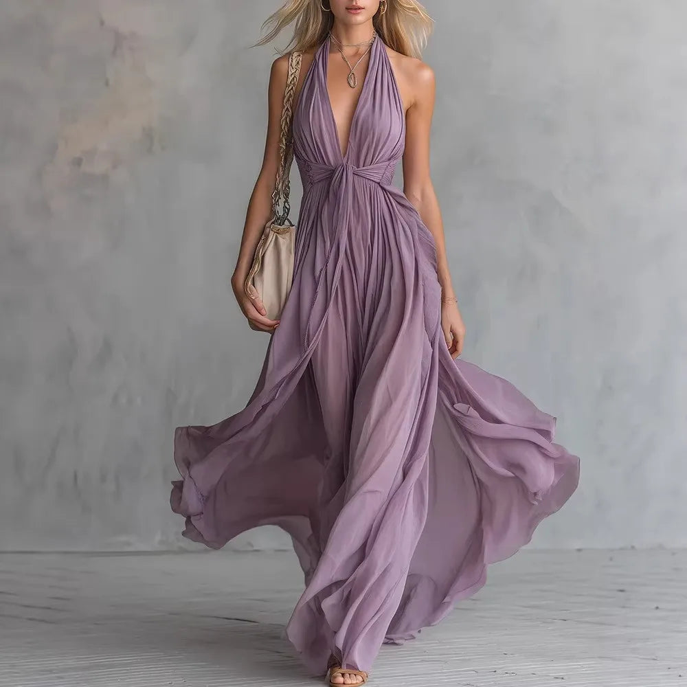 Elin | Women's Elegant Halterneck Maxi Dress
