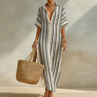 Ava | Women's Summer Striped Relaxed Shirt Dress