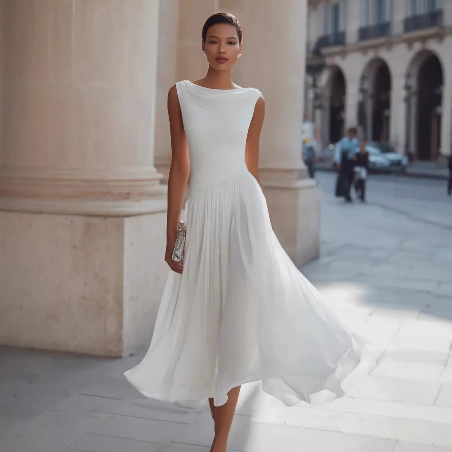 Amber | Women's Elegant Pleated Midi Dress