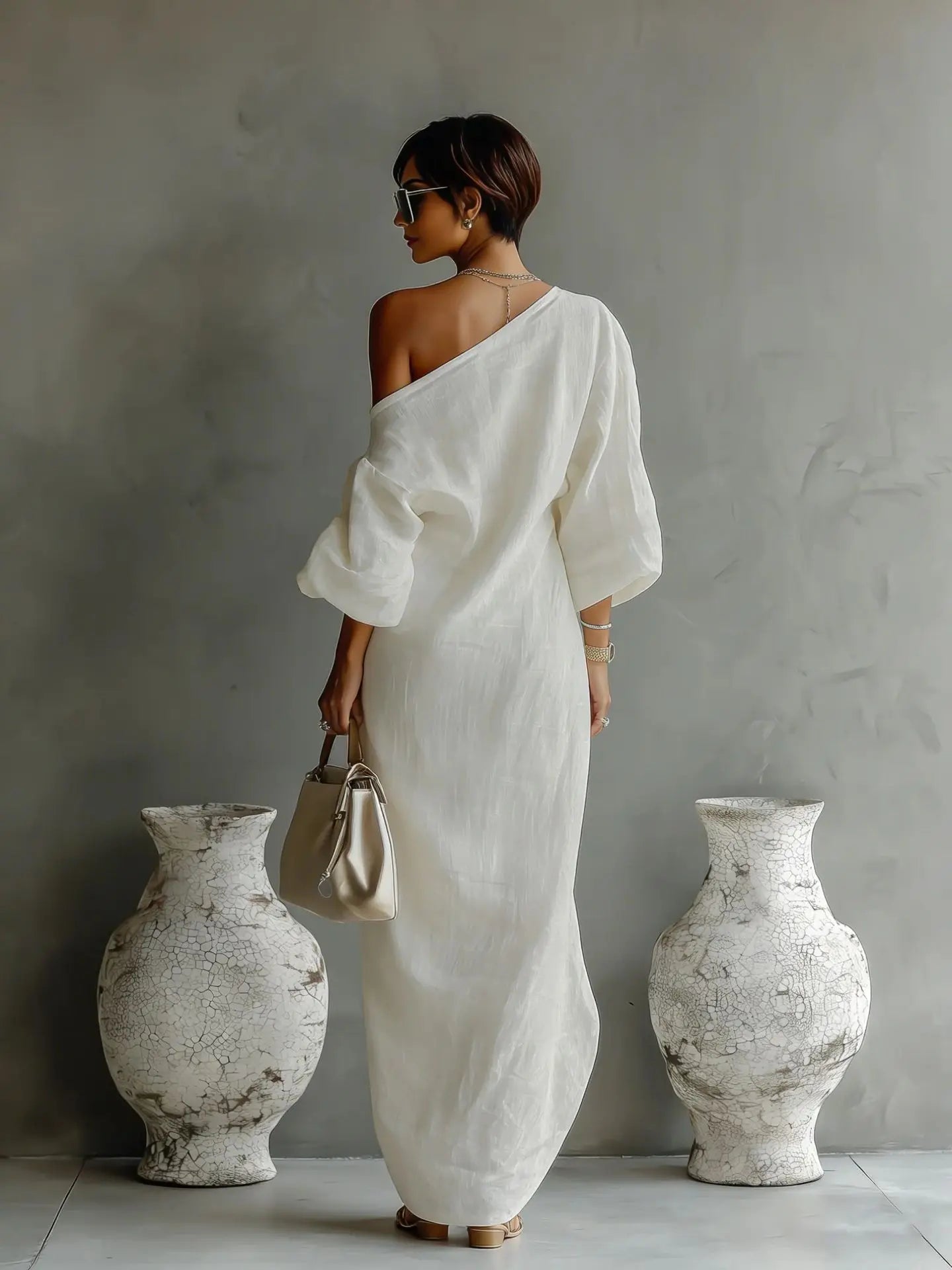 Vivianne | Women's Summer Linen One Shoulder Dress