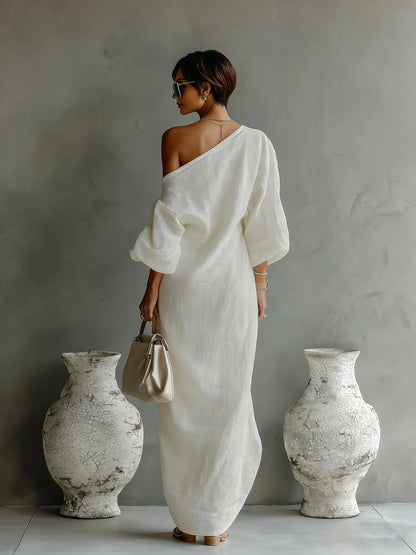 Vivianne | Women's Summer Linen One Shoulder Dress