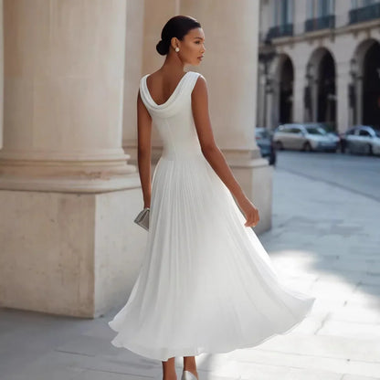 Amber | Women's Elegant Pleated Midi Dress