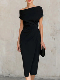 Cecily | Women's One Shoulder Pleated Midi Dress