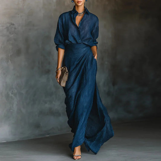 Gesa | Women's Elegant Wrap Shirt Dress