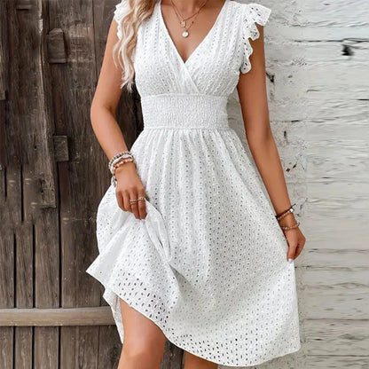 Inga | Women's Elegant A-line Ruffle Sleeve Dress
