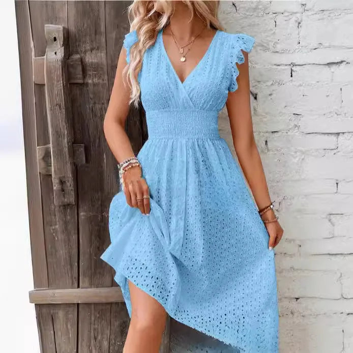Inga | Women's Elegant A-line Ruffle Sleeve Dress