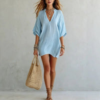 Jane | Women's Summer Relaxed Tunic Mini Dress