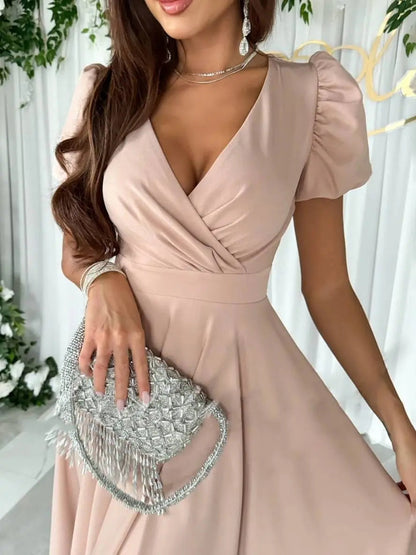 Gillian | Women's Elegant V-Neck Midi Dress