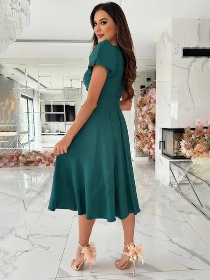 Gillian | Women's Elegant V-Neck Midi Dress