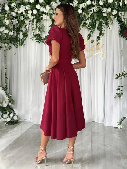 Gillian | Women's Elegant V-Neck Midi Dress