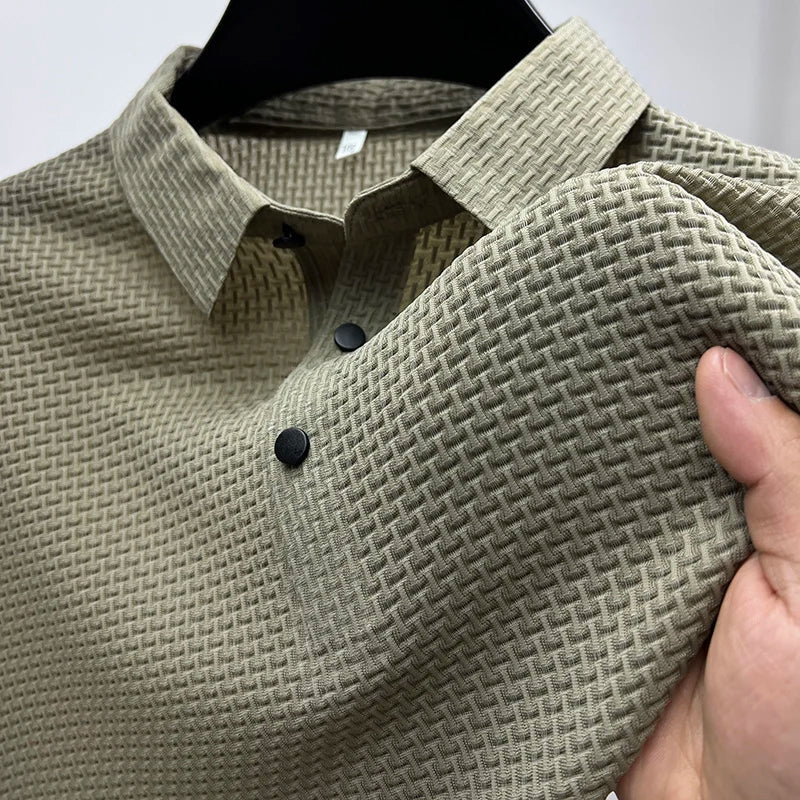 Rez | Men's Slim Fit Shortsleeve Poloshirt With Ribbed Texture