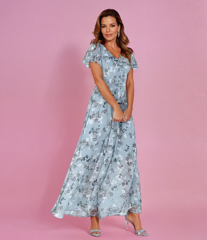 Hermine | Women's Summer Floral Dress With Ruffle Sleeves