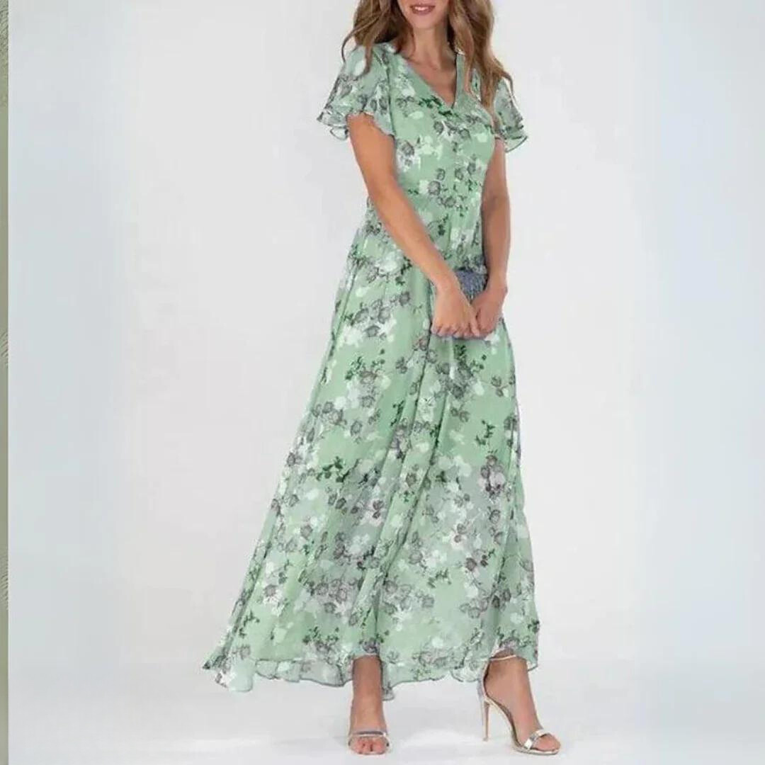Hermine | Women's Summer Floral Dress With Ruffle Sleeves