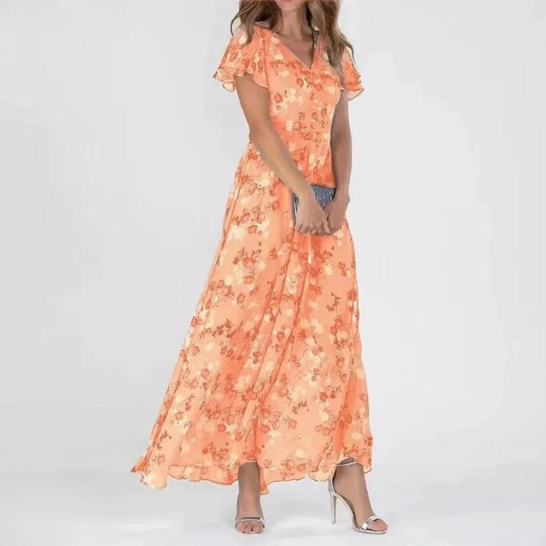 Hermine | Women's Summer Floral Dress With Ruffle Sleeves
